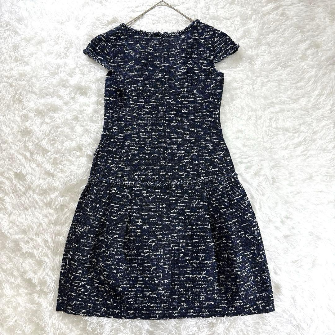 Rene ルネ TISSUE社 ツイードワンピース 近年モデル ネイビー 高級
