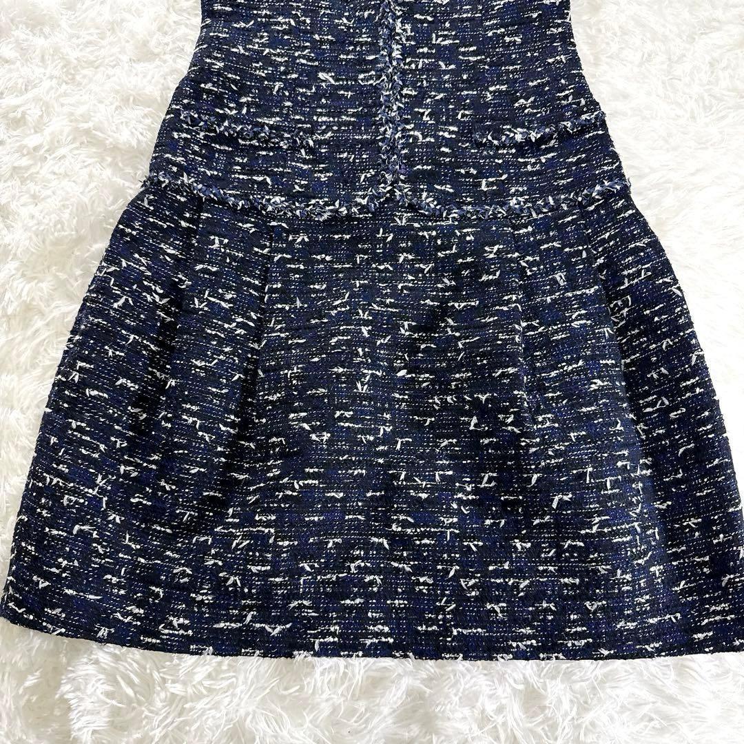 Rene ルネ TISSUE社 ツイードワンピース 近年モデル ネイビー 高級