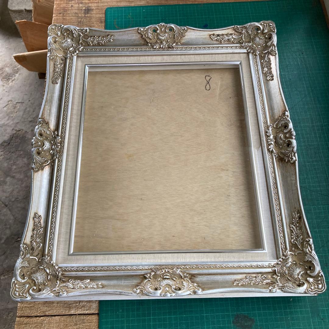 ち*す様 F8号 バロック調 油彩額縁 シルバーフレーム 銀色