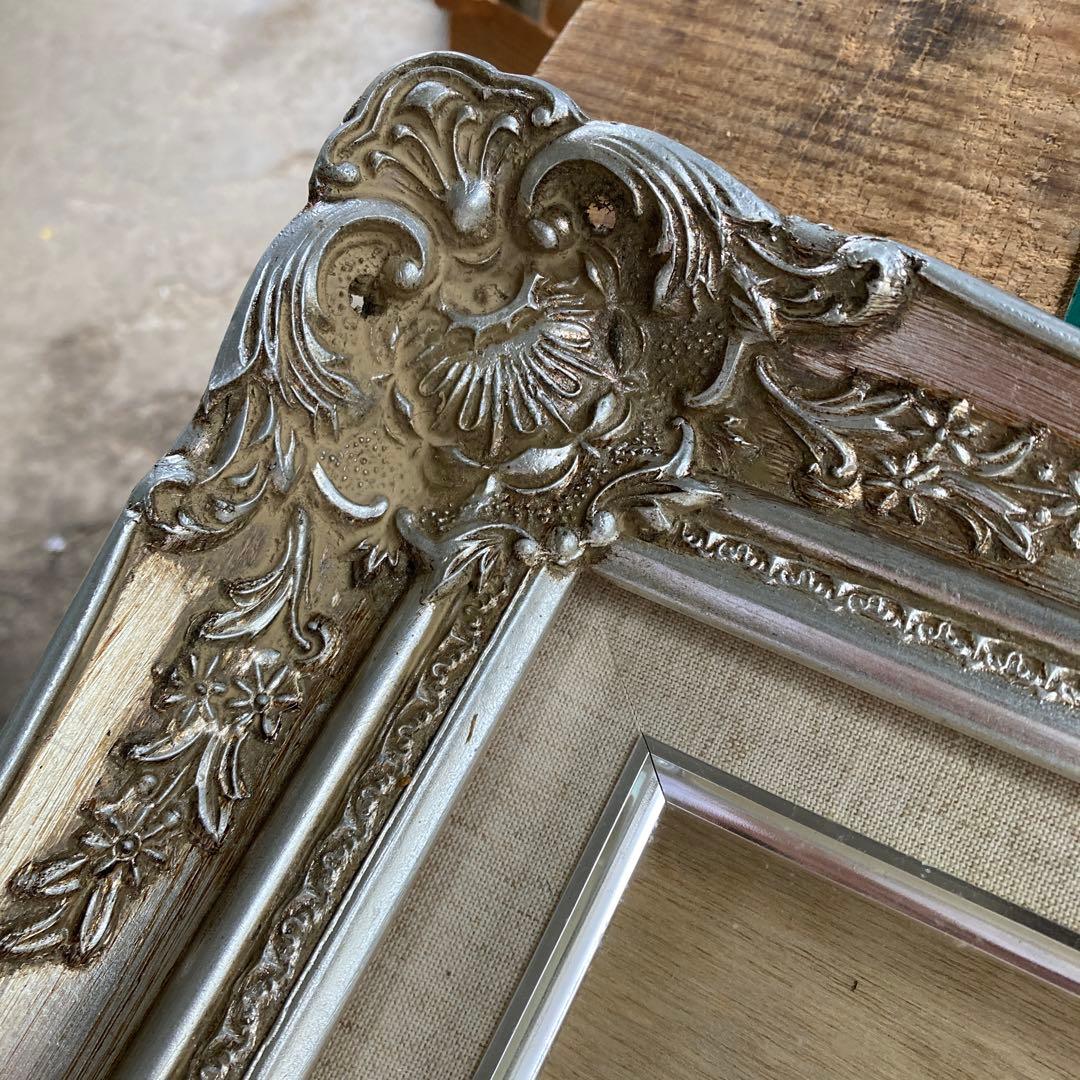 ち*す様 F8号 バロック調 油彩額縁 シルバーフレーム 銀色