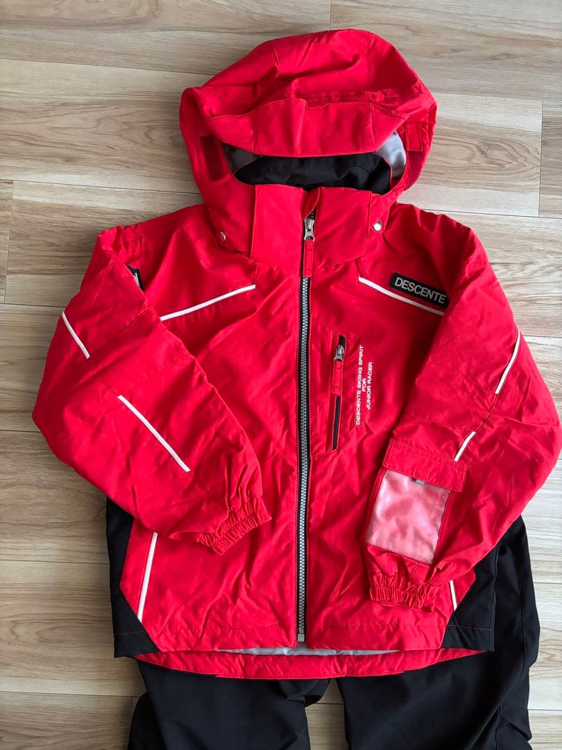 DESCENTE 子ども用スキーウェア レッド/ブラック