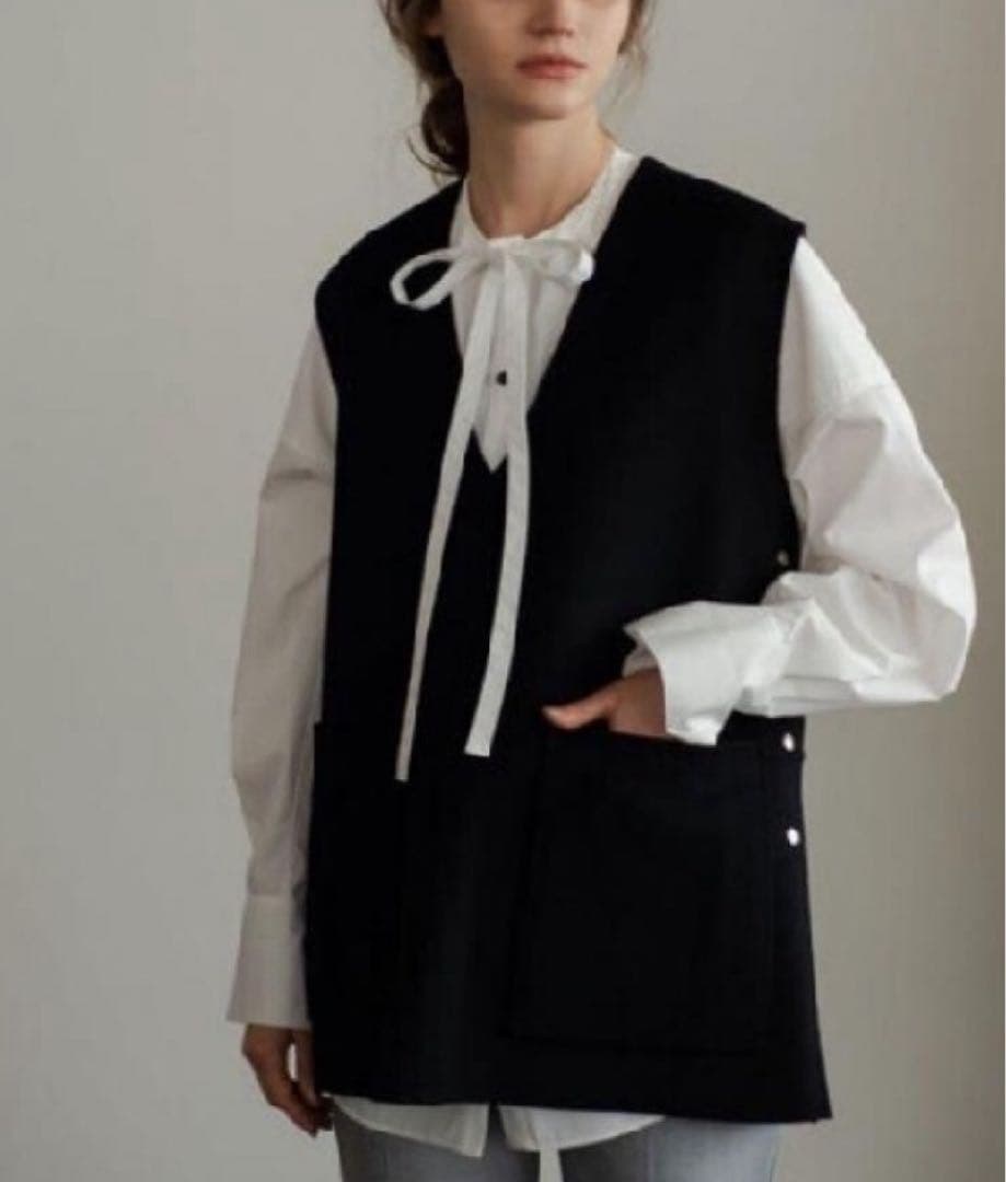 k*i様 ohga オーガ ウールベスト ブラック OHGA フリーサイズ 黒色