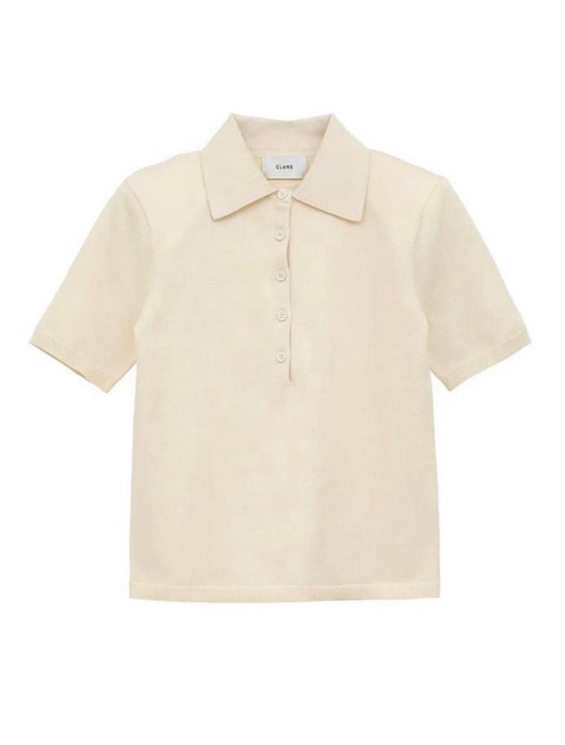 トップス CLANE SHOULDER PADS POLO KNIT TOPS