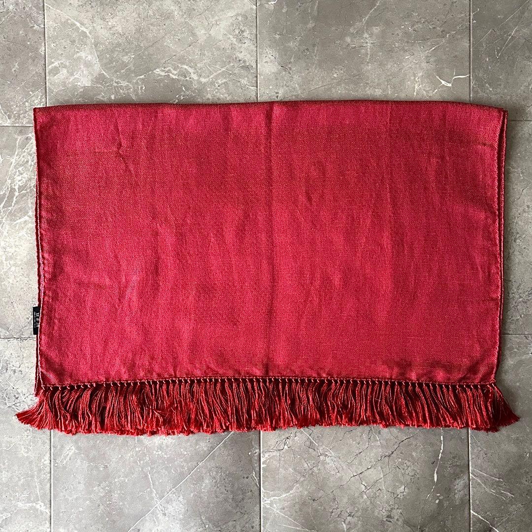 TOM FORD ユニセックス シルク リネン 大判 ストール レッド イタリア