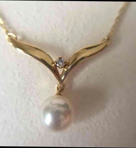 MIKIMOTO　K18YGダイヤ/真珠ネックレス