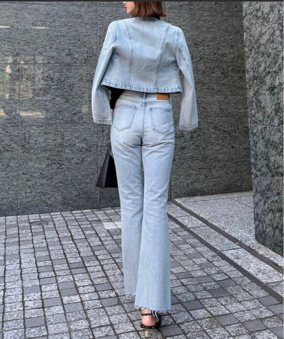 アニュアンス　新品　ノーカラーデニムジャケット　ライトブルー　Mサイズ