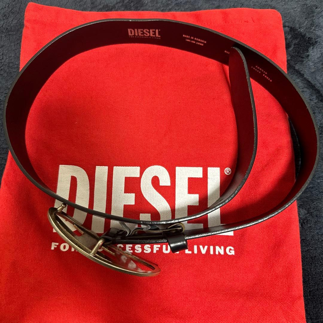 DIESEL ブラックレザーベルト CM 80 証明書付き