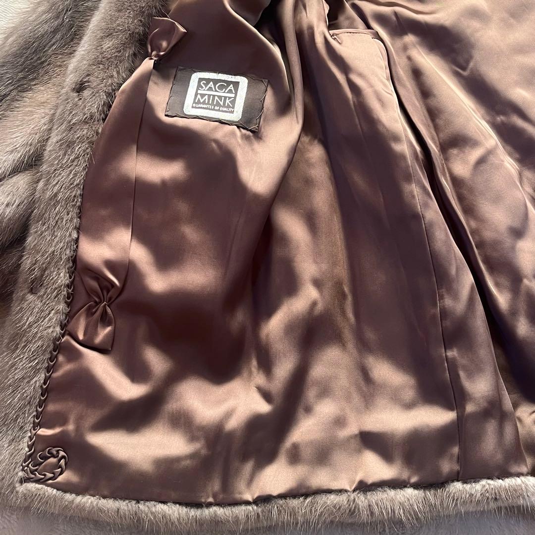 美品✨サガミンク 銀タグ 毛皮 リアルファー ファーコート 大きいサイズ 13号