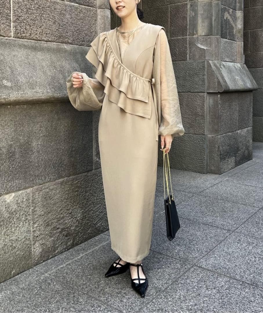 CAPRICIEUX LE'MAGE 3SETアシメフリルワンピース ベージュ