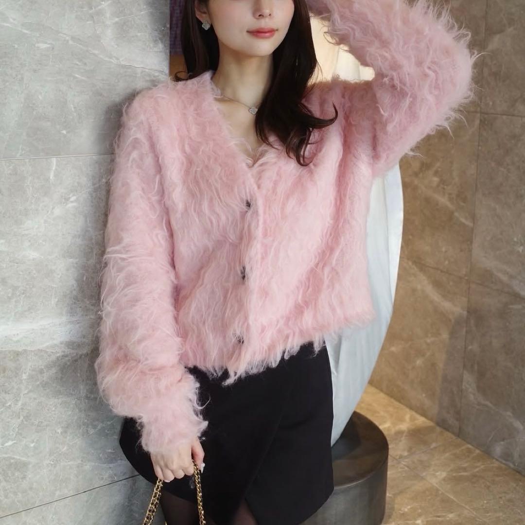 THE TOE 【極美品】シャギーカーディガン ピンク ショート丈 M