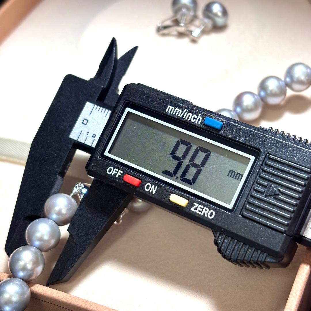 超大珠✨ パール ネックレス イヤリング 9.8-10.5　SILVER 本真珠