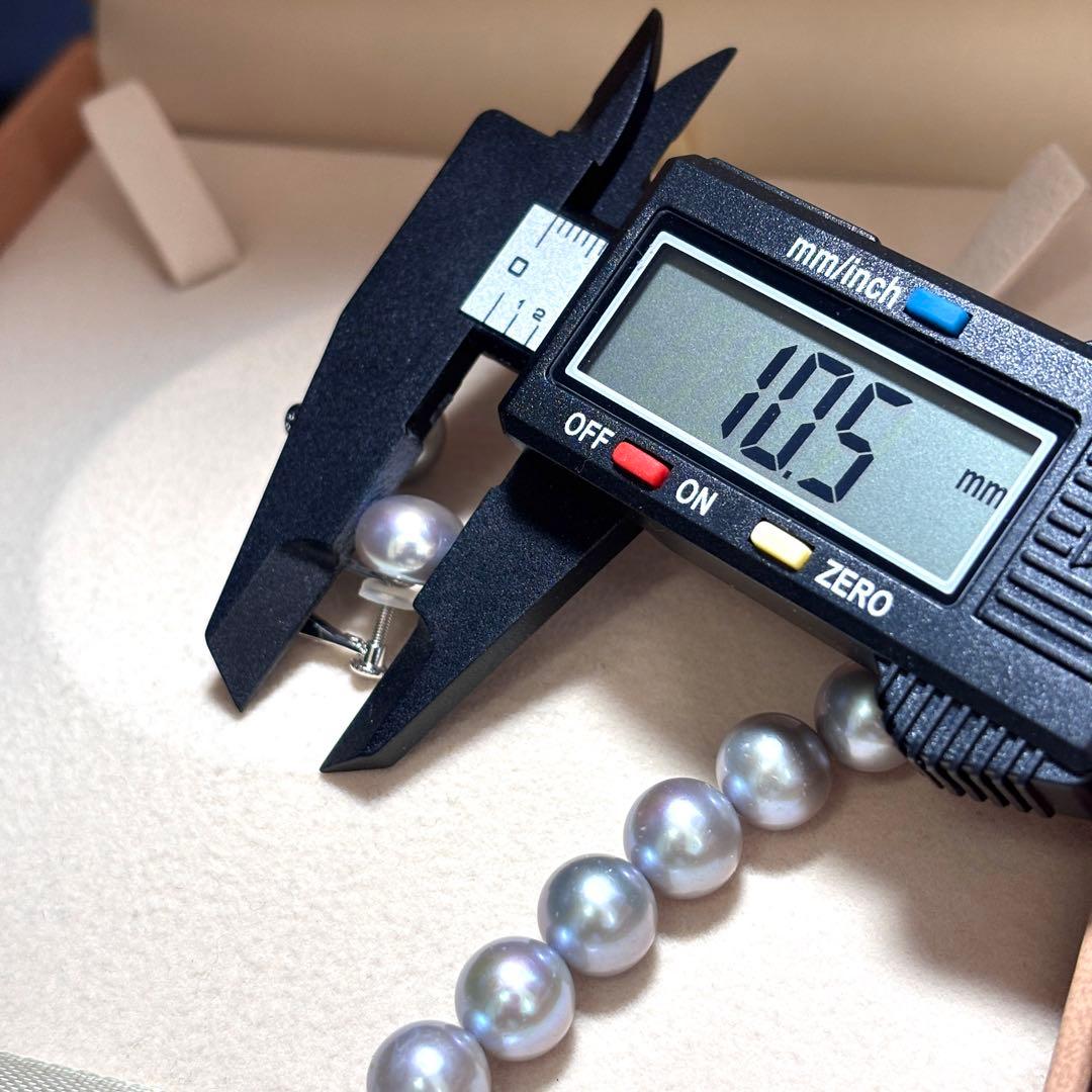 超大珠✨ パール ネックレス イヤリング 9.8-10.5　SILVER 本真珠