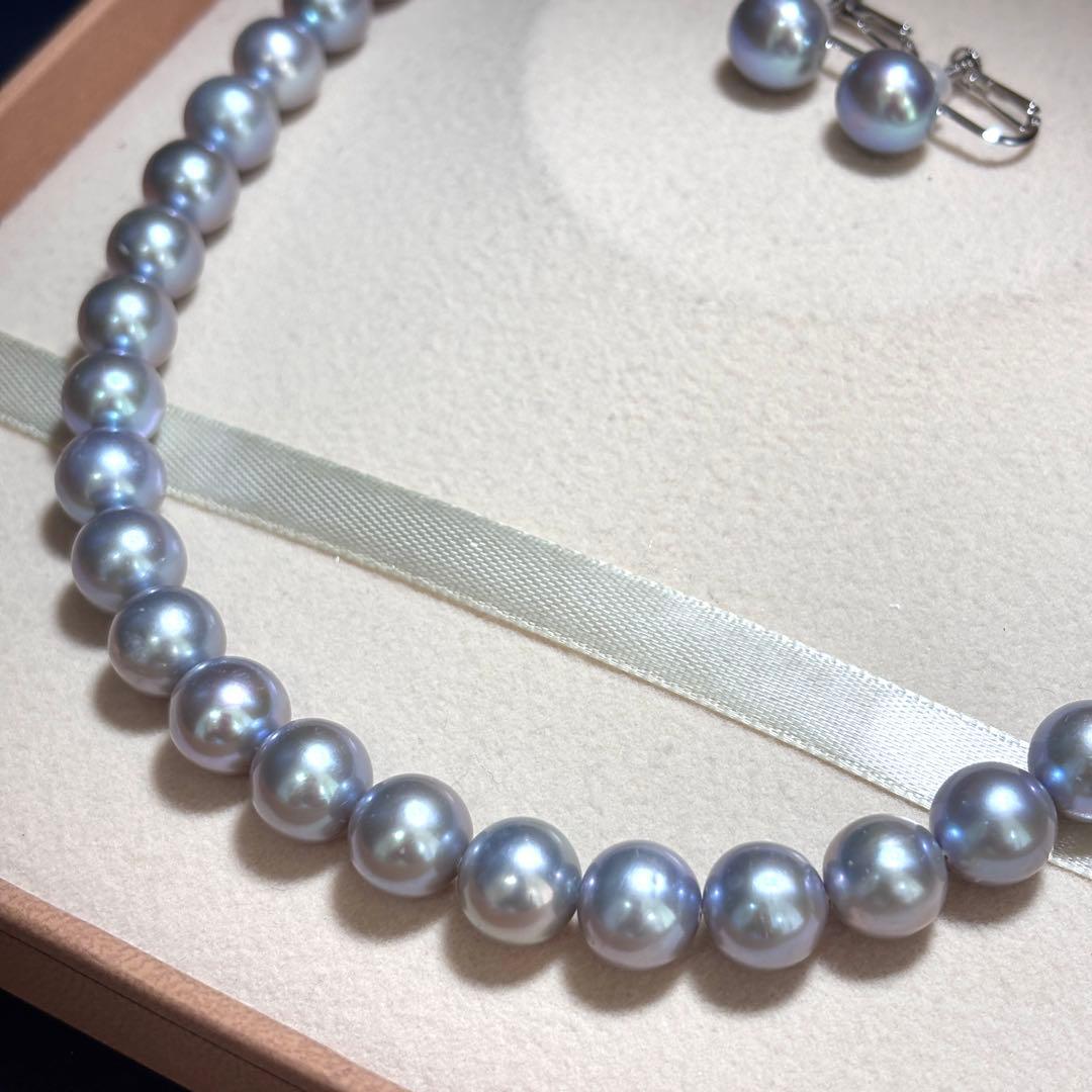 超大珠✨ パール ネックレス イヤリング 9.8-10.5　SILVER 本真珠
