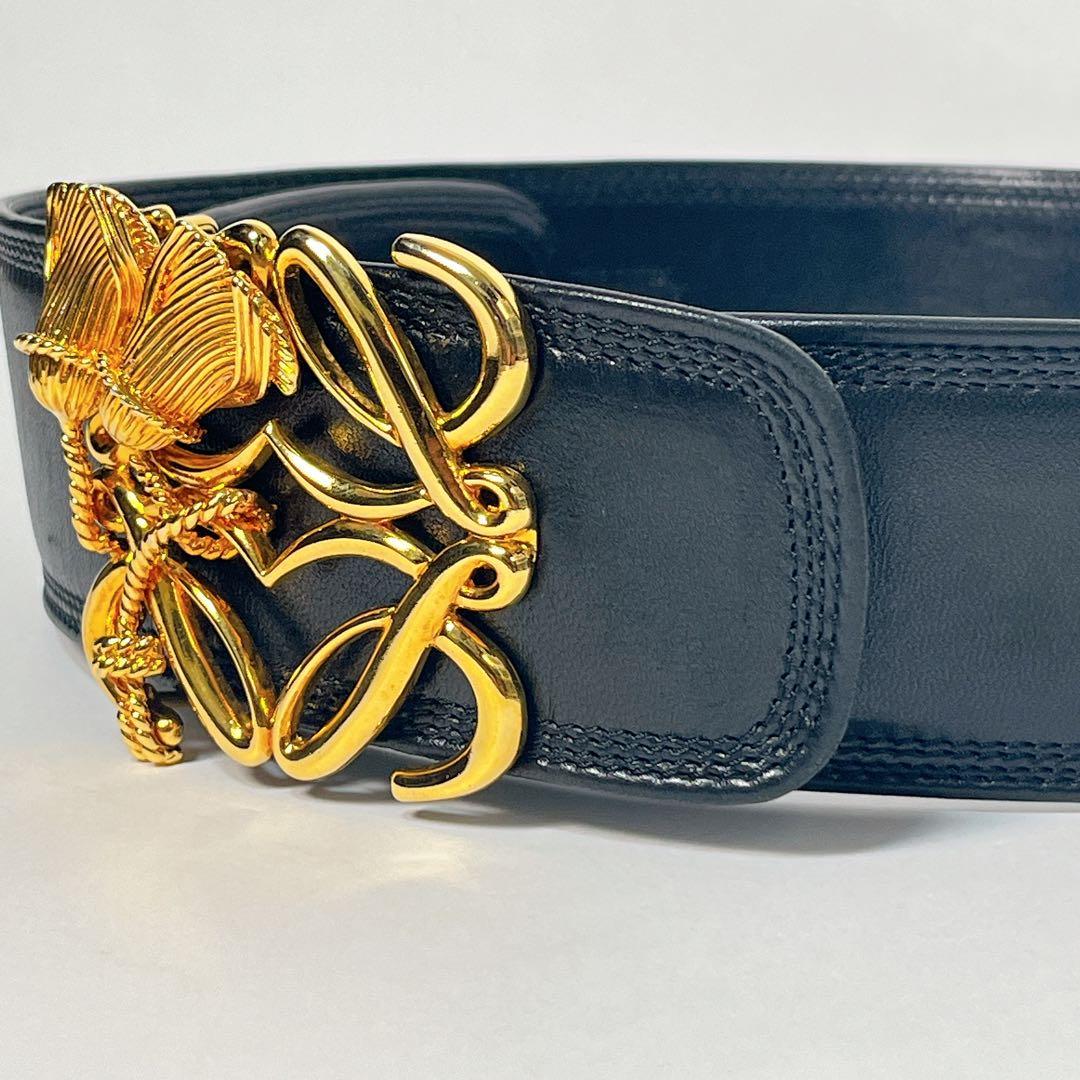 美品✨LOEWE ベルト タッセルモチーフ ブラック レザー 70 幅広タイプ