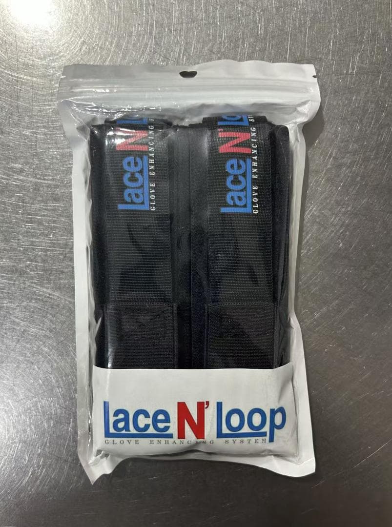 LaceNLoopレースンループ紐式グローブ用ストラップ 2個セット-黒と赤青白