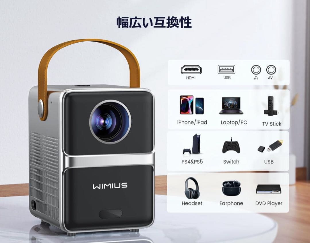 WIMIUS ミニプロジェクター本体 リモコン付き