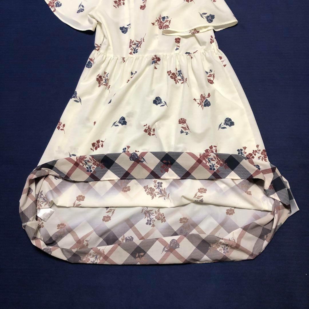 美品　バーバリー　花柄 半袖ロングワンピース ホワイト★★★