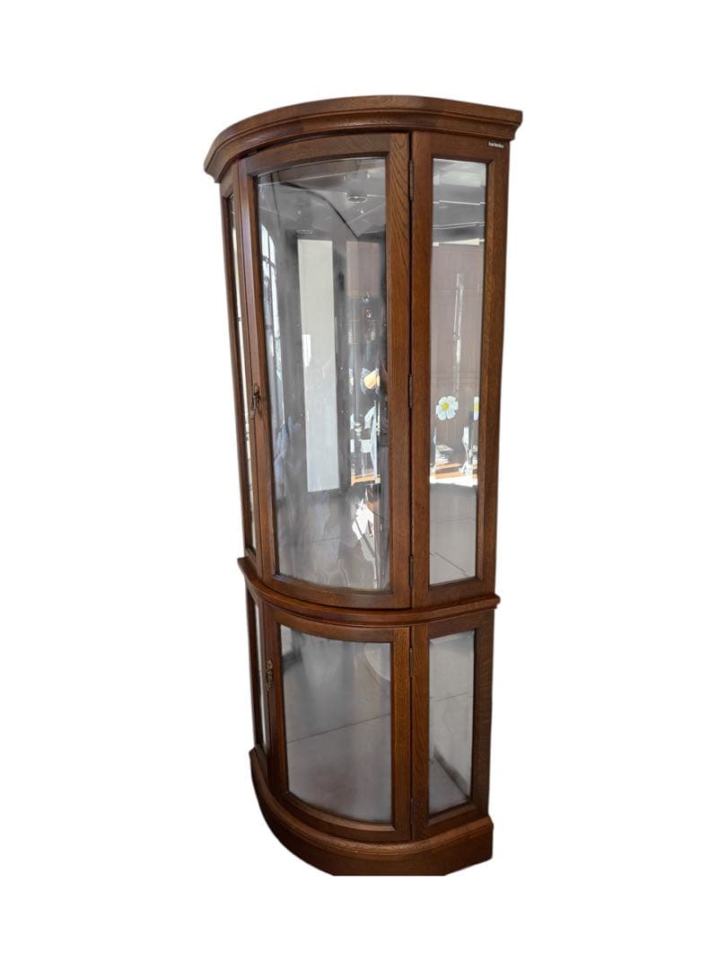 こぶろきわ【カリモク】コロニアル 照明付き 飾り棚 コーナーキャビネット