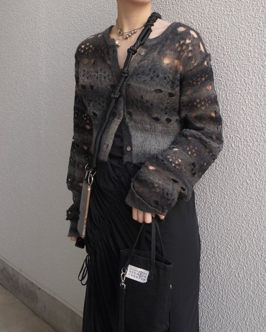 PERVERSE ホールデザイン クロップドカーディガン