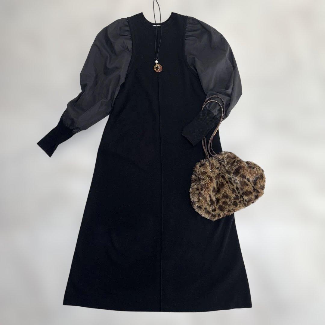 【人気完売】アダムエロペ　ボリュームスリーブ　ニット　ロングワンピース