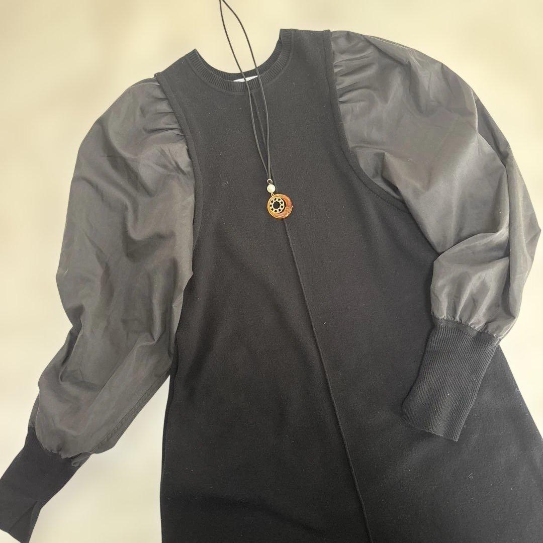 【人気完売】アダムエロペ　ボリュームスリーブ　ニット　ロングワンピース