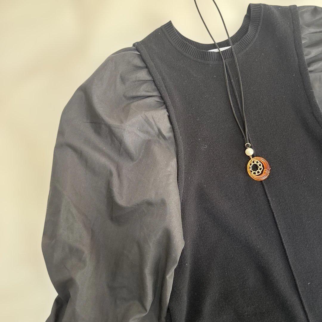 【人気完売】アダムエロペ　ボリュームスリーブ　ニット　ロングワンピース