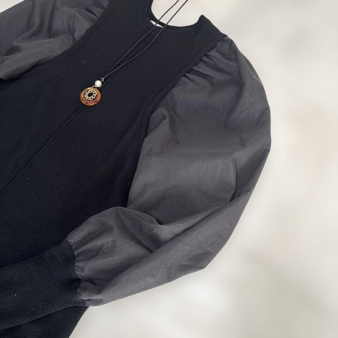 【人気完売】アダムエロペ　ボリュームスリーブ　ニット　ロングワンピース