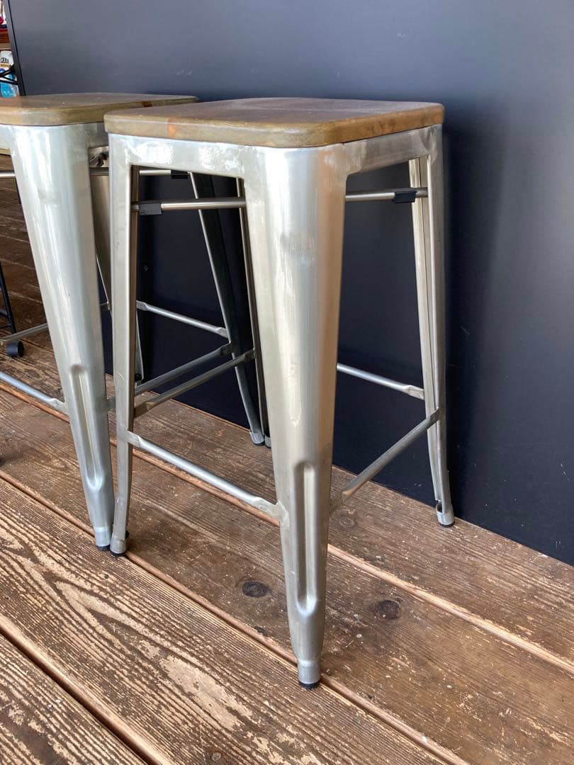 インダストリアルスタイル バースツール 2脚セット
