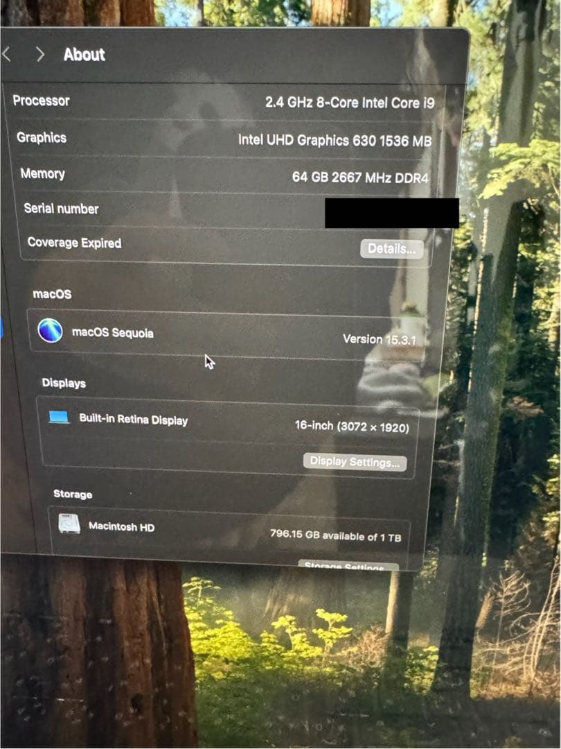 【超美品】MacBook Pro 16インチ2019 i9 64GB 1TB