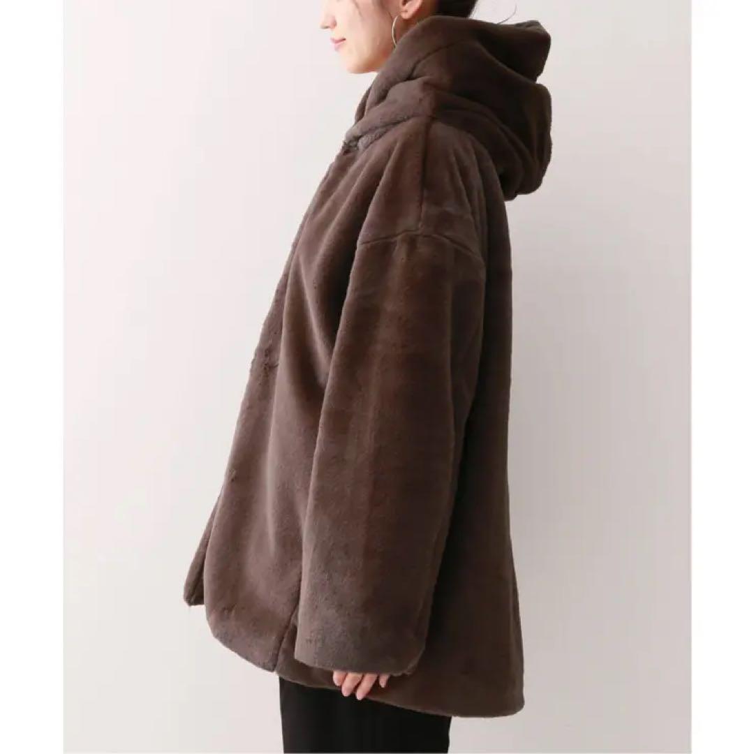 SLOBE IENA フェイクファーフードコート