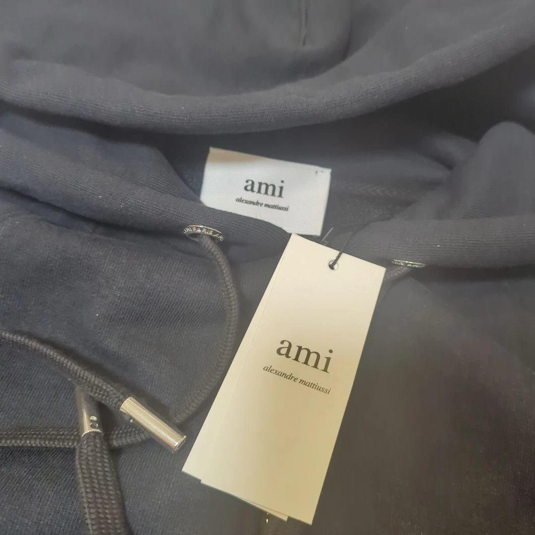 【新品】AMI PARIS フルジップパーカー　黒　Sサイズ　QRコード認証