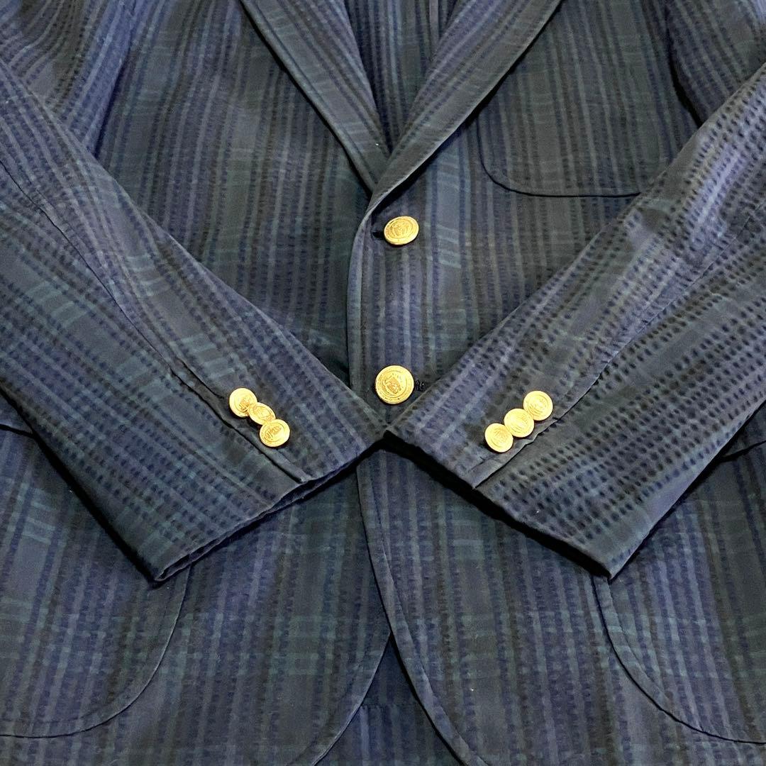 ジェイプレス テーラードジャケット シアサッカー 記念モデル 金ボタン L