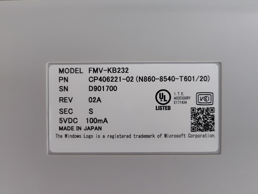 富士通 親指シフト キーボード FMV-KB232