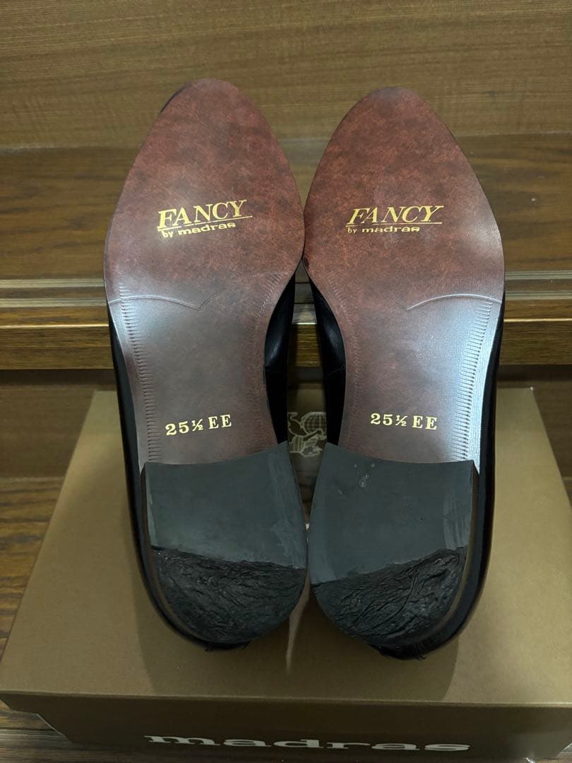 ヒ*す様 マドラスmadras革靴レザードレスシューズFANCY黒25.5EE新