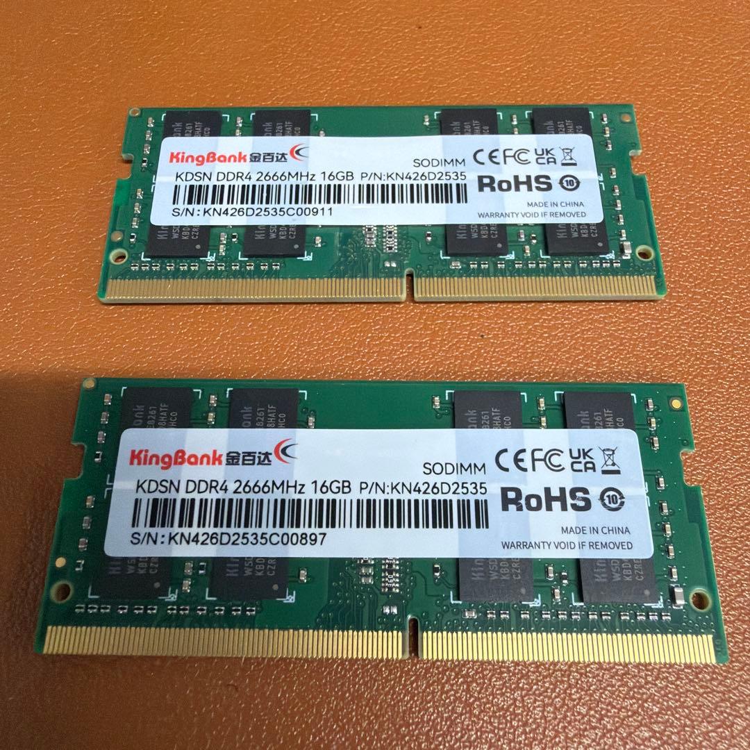 PC4(DDR4)　16GB x 2枚　32GB