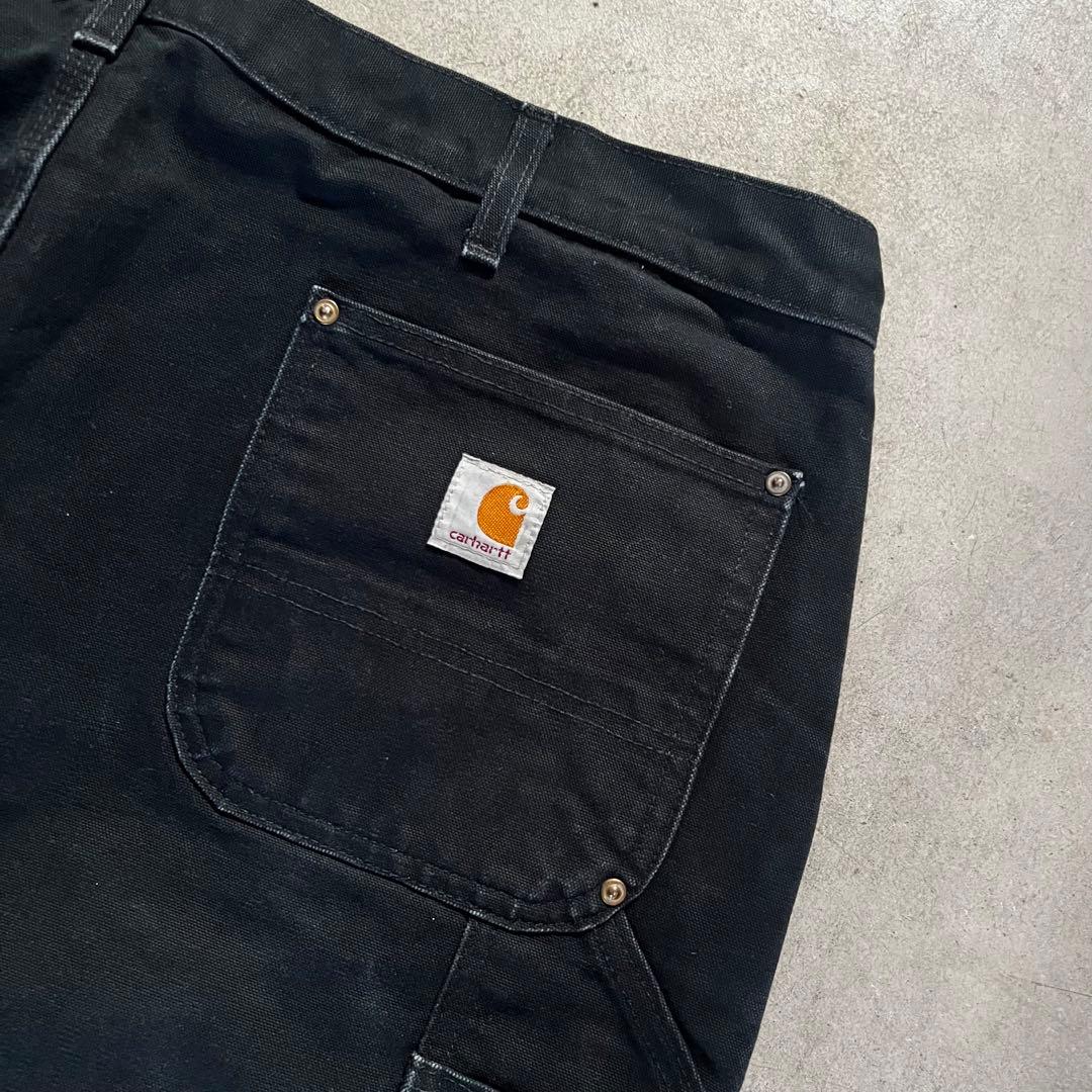 希少サイズ 90s USA製 カーハート ダブルニー B01 BLK 42x34