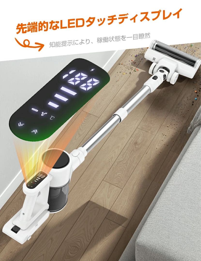 ✨65000Pa 掃除機 コードレス 収納充電スタント付き 軽量 ホワイト