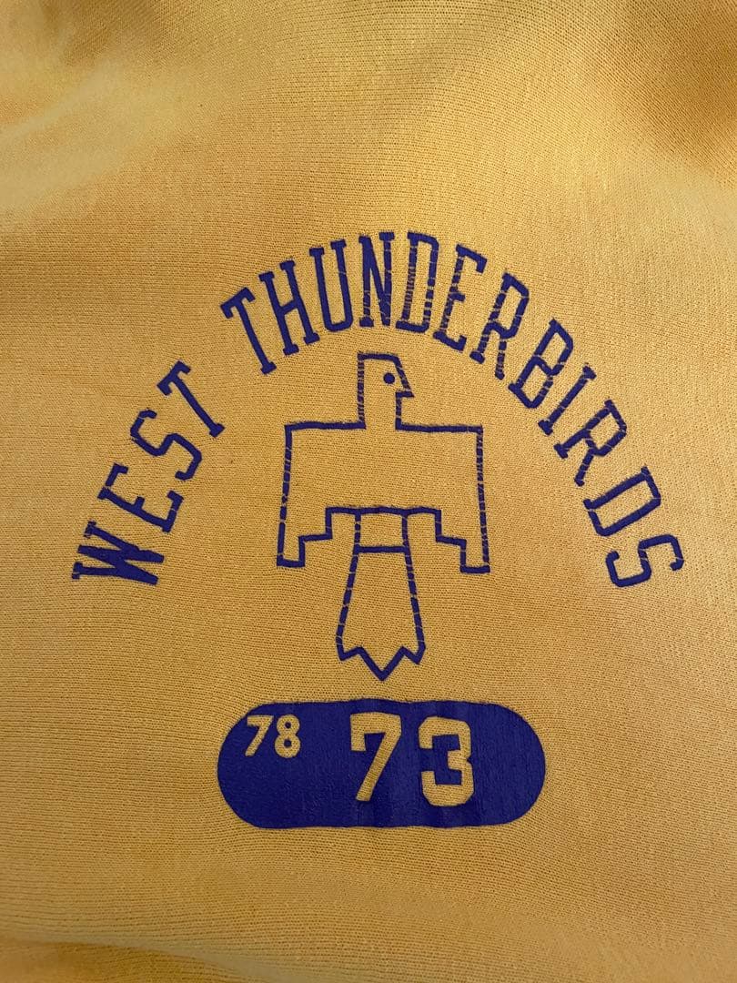 70年代　リバースウィーブ　単色タグ　イエロー