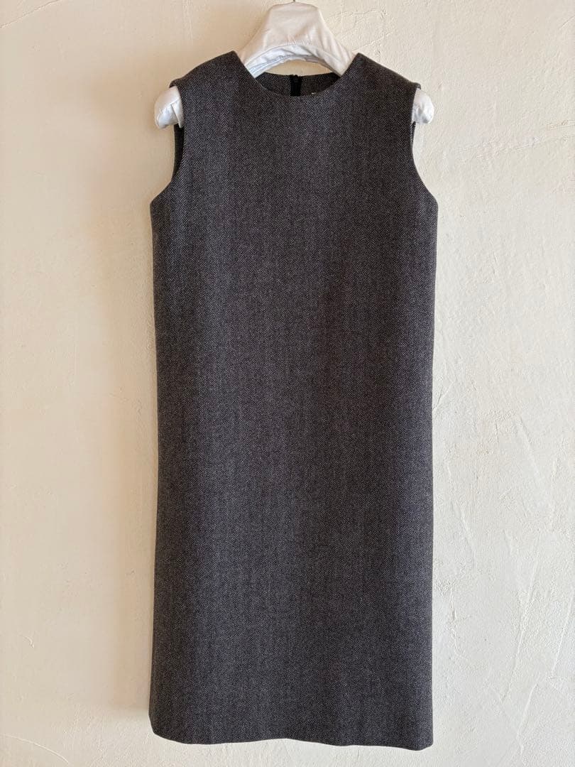 エルメスマルジェラ期ウールカシミヤグレーヘリンボーンワンピース　極美品