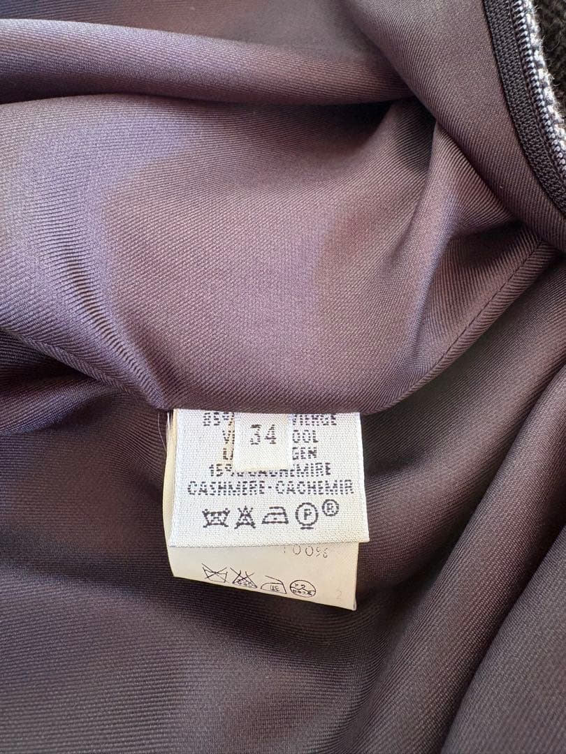 エルメスマルジェラ期ウールカシミヤグレーヘリンボーンワンピース　極美品