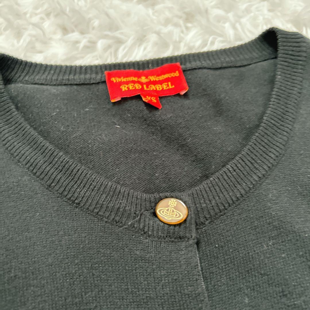 希少✨ヴィヴィアンウエストウッド オーブ刺繍 カーディガン 黒　XS コットン