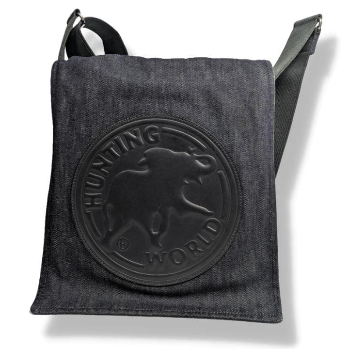 ハンティングワールド デニム ショルダーバッグ デカロゴ メッセンジャーバック