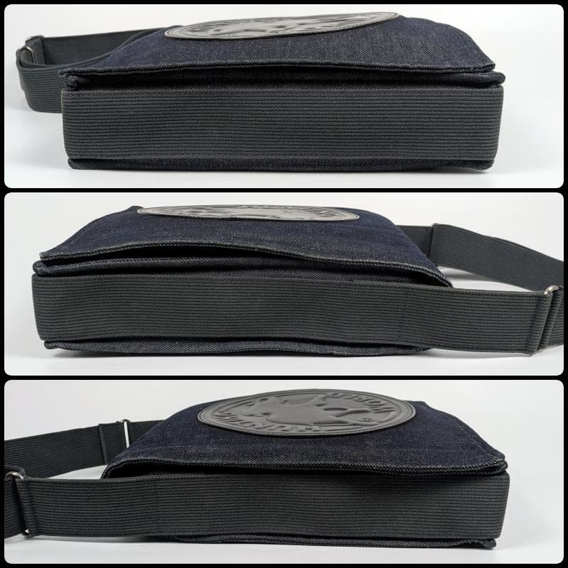 ハンティングワールド デニム ショルダーバッグ デカロゴ メッセンジャーバック