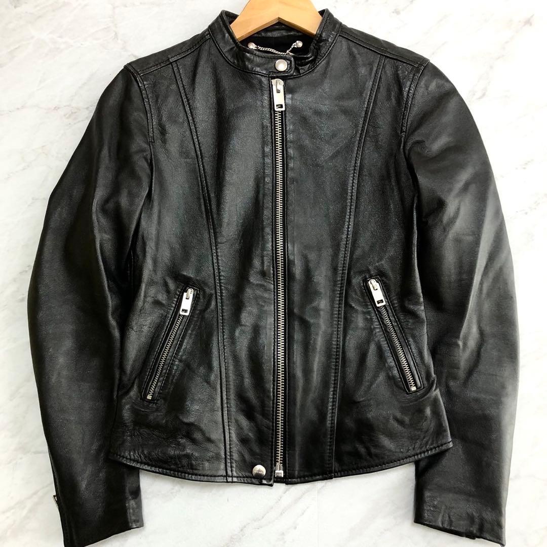 【極美品】 DIESEL シングル ライダースジャケット ラムレザー ブラック