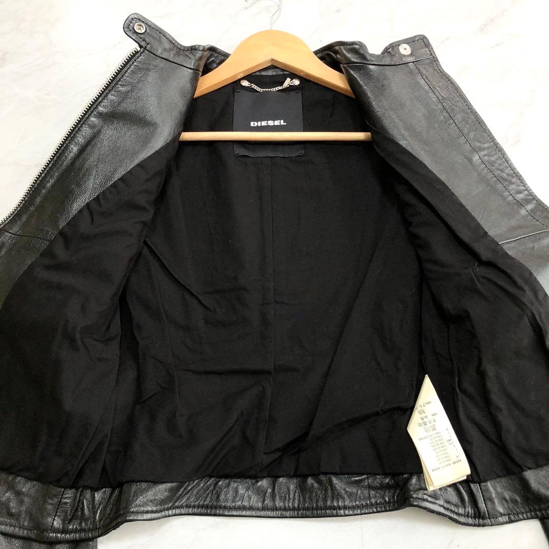 【極美品】 DIESEL シングル ライダースジャケット ラムレザー ブラック