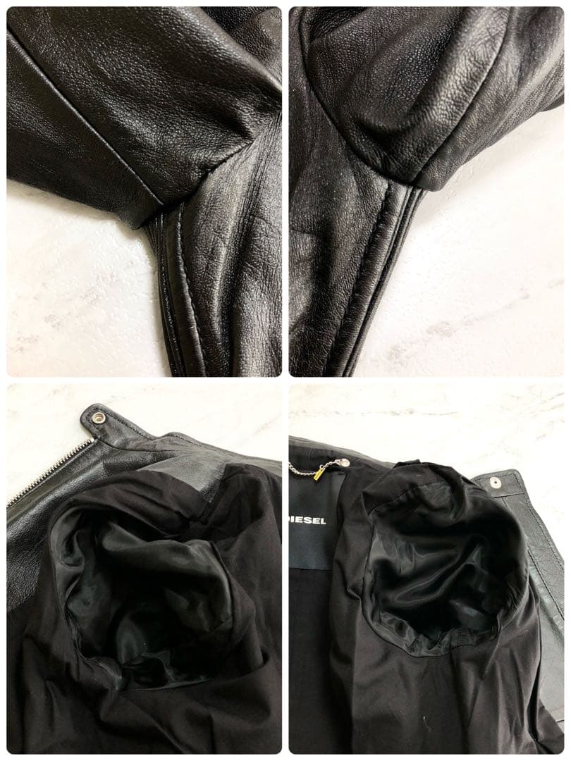 【極美品】 DIESEL シングル ライダースジャケット ラムレザー ブラック