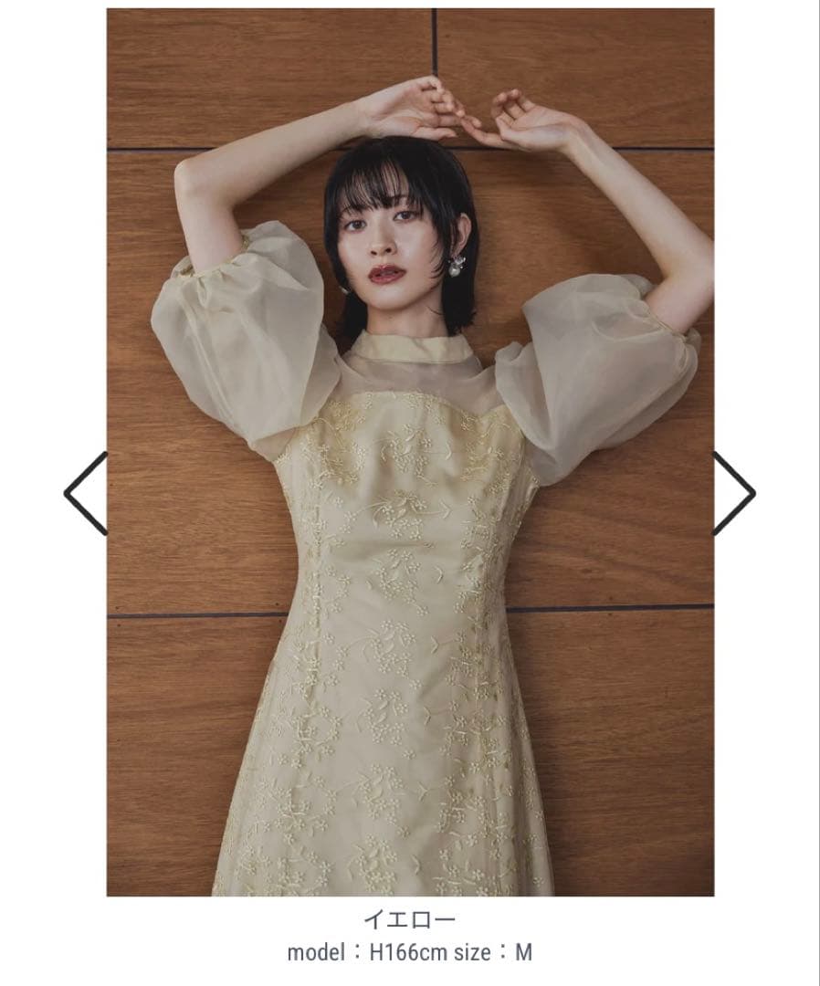 【値下げ中】niana ニアナ　オーガンジーパフスリーブ刺繍レース　オケージョン