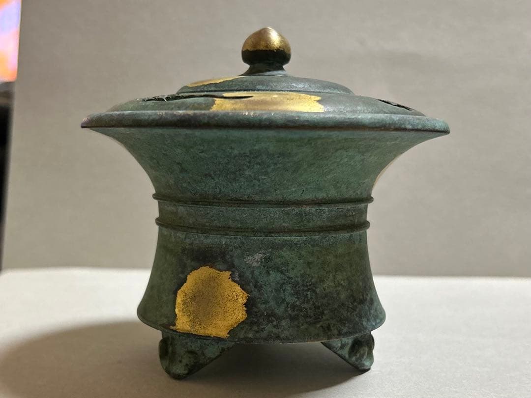 四代　秦蔵六　塗金銅香炉『瑞雲』