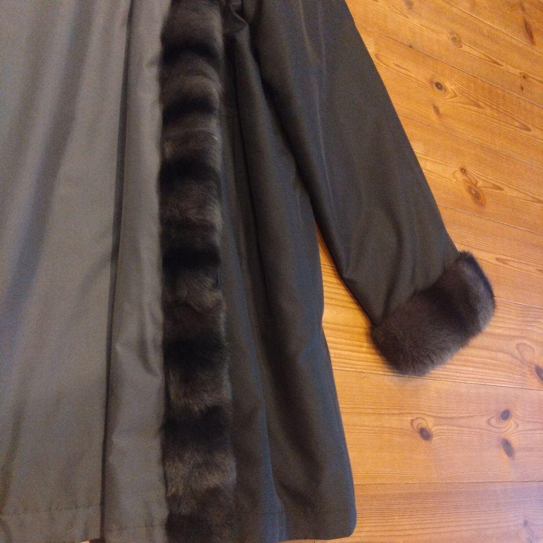 シルク100% 　リアルファー(リス)　リバーシブルコート　毛皮コート