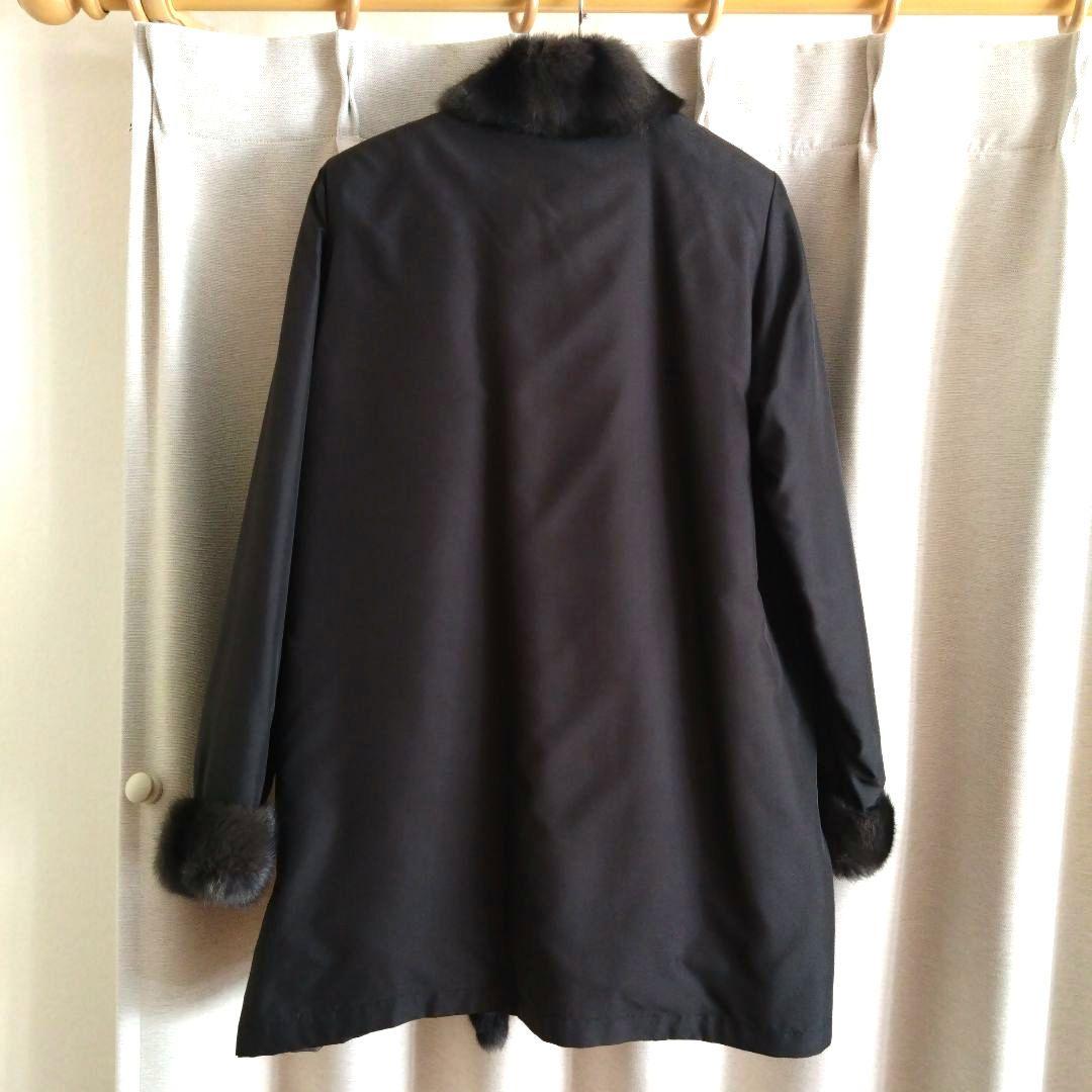 シルク100% 　リアルファー(リス)　リバーシブルコート　毛皮コート